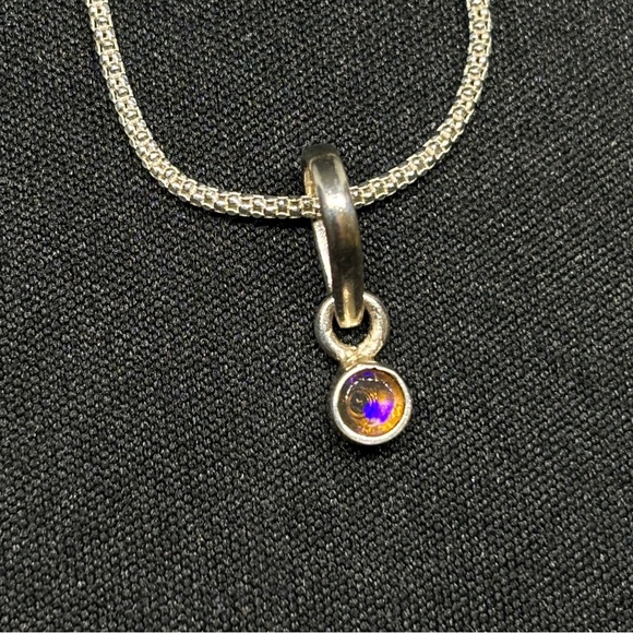 Natural Minimalist Blue Splatter Lightning Ridge Opal Necklace - Picture 3 of 4